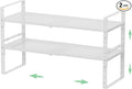 Expandable Countertop Organizer Rack/Shelf with Borders. for Kitchen, Pantry or Office - Heavy-Duty Steel Construction