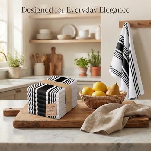 Urban Villa Kitchen Towels Cotton Dish Towels 20”x30” Black - Image 5
