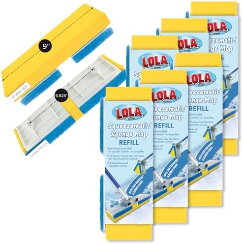 LOLA Squeeze Matic Butterfly Sponge Mop Refill, 6 Pack Replacement Head by LolaProducts