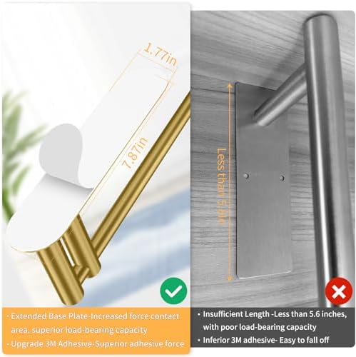 STWWO Under Cabinet Paper Towel Holder, Self Adhesive Paper Towel Rack Gold - Image 4