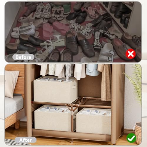 2 Pack Shoe Organizer for Closet, Fits 16-32 Pairs Fabric Shoe Storage Bins - Image 6