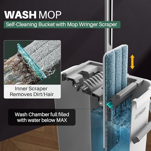 JOYMOOP Flat Mop System, Microfiber Mop and Bucket Set, Household & Commercial - Image 2