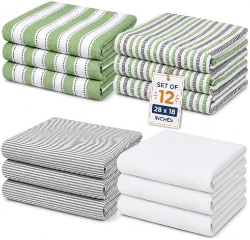 Pack of 12 Cotton Kitchen Towels Set, Dish Towels, Cleaning Rags, Kitchen Dish by NeoclassAlphaThread