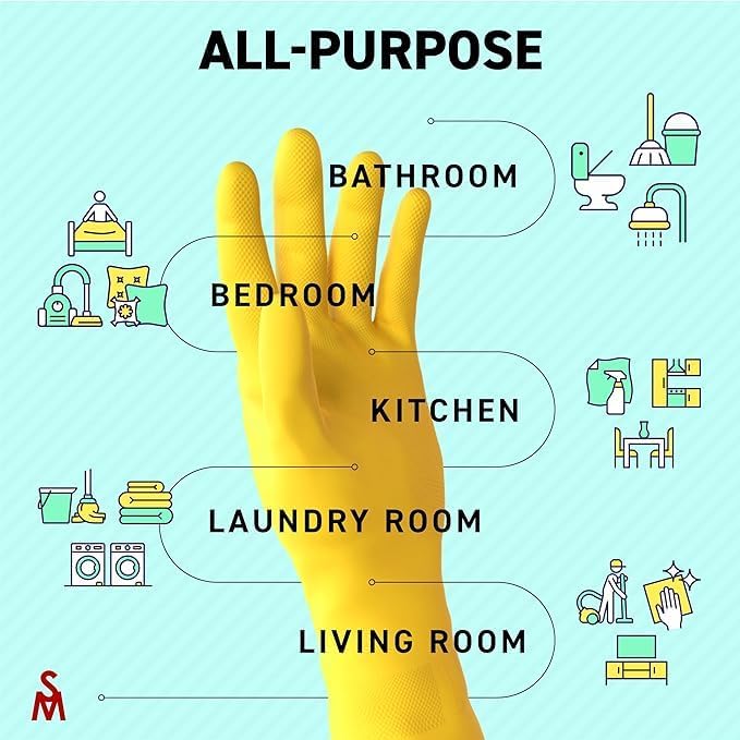 SteadMax 6 Pairs Cleaning Gloves, Reusable Natural Rubber Dish Gloves, Non-Slip - Image 5