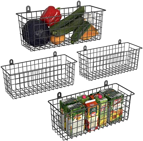 MaraFansie Extra Large Hanging Wall Basket 4-Pack Wall Mounted Wire Basket by MakeStorageMoreFun
