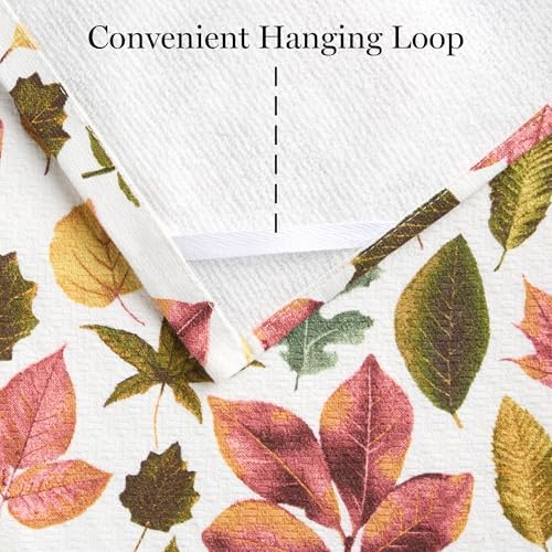 Martha Stewart Autumn Harvest Falling Leaves Kitchen Towel 3-Pack Set, 100% - Image 5