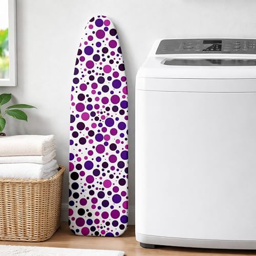 Ironing Board Cover and Pad, Thick Scorch Resistant Padding Purple Dots Print - Image 7
