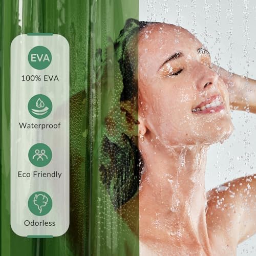 AmazerBath Premium EVA Shower Curtain Clear Pine Green, Luxury Shower Curtain - Image 6
