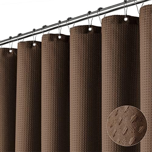 Dynamene Stall Waffle Shower Curtain 256 GSM Heavy Fabric 36x72 Brown by Dynamene
