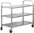 uyoyous Extra Large 3 Tier Stainless Steel Utility Cart 37 x20 x37 inch Commercial Heavy Duty Rolling Cart Food Storage Service Trolley with 360°Rotatable Wheels for Kitchen Hotel Restaurant Home Use