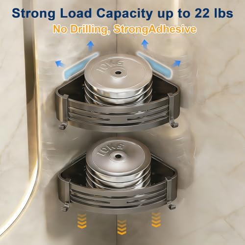 Corner Shower Caddy, Adhesive Shower Corner Organizer Shelves - Image 2