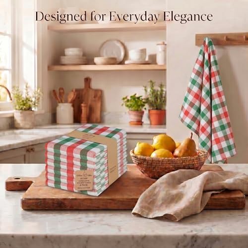 Urban Villa Kitchen Towels Cotton Dish Towels 20”x30”Red/Grn/Wht - Image 5