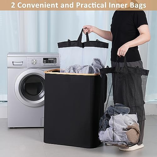 IEGrow Laundry Hamper with Lid, 150L Laundry Basket with 2 Mesh Bags - Image 4