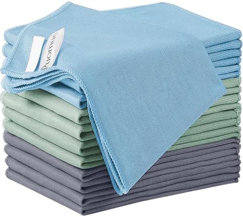 Puomue 12 Pack Microfiber Glass Cleaning Cloth, 10.8 Inch x 13.8 Inch, Lint by Puomue