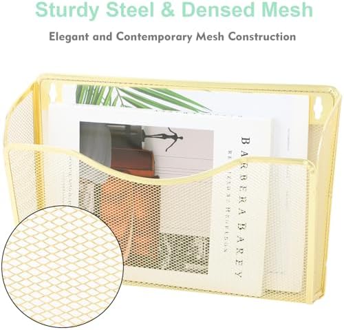 EASEPRES 3 Single Pocket Mesh Hanging File Organizer, Vertical Wall Mounted - Image 4
