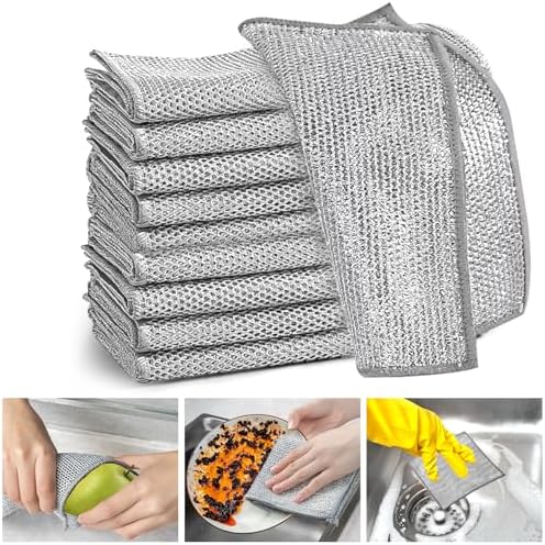 XANGNIER Non Scratch Wire Dishcloth, Wire Dishwashing Rags, 8 * 8 in by XANGNIER