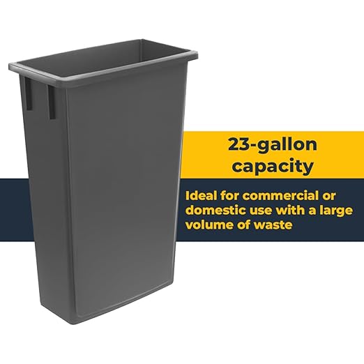 3 pack 23 Gallon Waste Bin with Swing Lid, Heavy-Duty Trash Can, Slim Rectangular Garbage Bin, Durable Waste Container, Recycling Bin, Plastic Wastebasket for Kitchen, Garage, Restaurants, Office