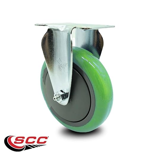 Service Caster Brand Replacement Caster for Uline Caster H-5540R-Rigid Top Plate Caster with 5 Inch Green Polyurethane Wheel-Light Duty Replacement Caster- Fits Cart, Dollies and Poly Box Truck H-3840