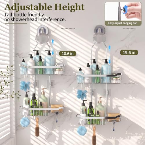 Adjustable Shower Caddy Hanging Rustproof: Tool-free Height Adjustment - Image 2