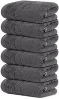 Tens Towels 6 Piece Hand Towels Set 16 x 28 Inches, Dark Grey by TensTowels