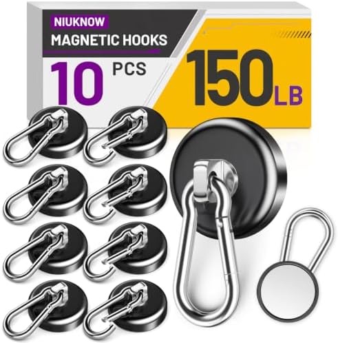 Magnet Hooks Heavy Duty, 10 Pack 150 lbs Black Magnetic Hooks by Unknown