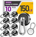 Magnet Hooks Heavy Duty, 10 Pack 150 lbs Black Magnetic Hooks by Unknown