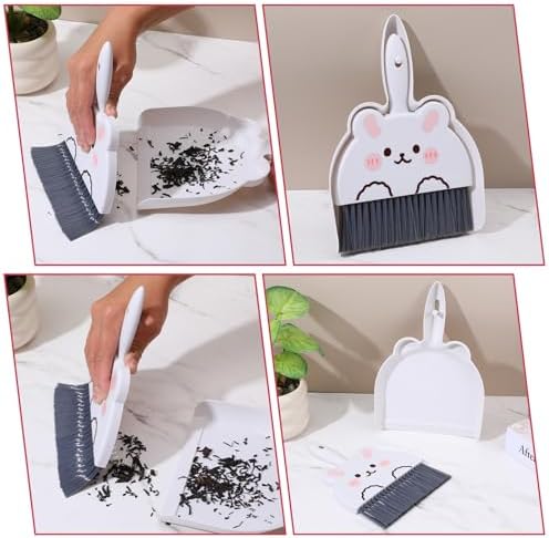 Upgrade Small White Broom and Dustpan Set, Hand Dustpan and Brush Set, Cute - Image 5