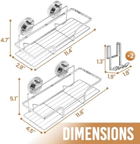 LEVERLOC Shower Caddy Suction Cup 2 Pack, Shower Shelf - Image 6