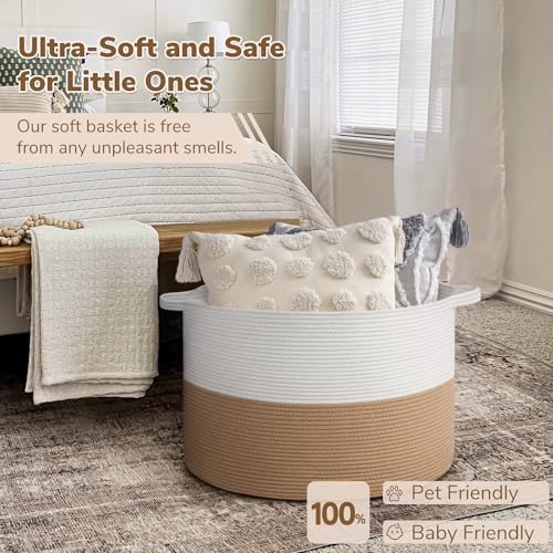 INDRESSME 115L Extra Large Woven Rope Blanket Basket Living Room - Image 5