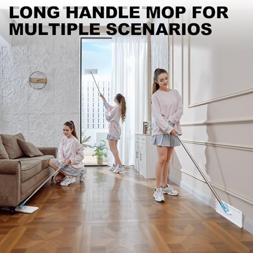 Mop and Bucket Set, Mops for Floor Cleaning Turquoise-Cyan, Squeeze Flat Mop - Image 6