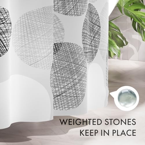AmazerBath Grey Shower Curtain, Washable Cloth Gray Dots Shower Curtain Sets - Image 7