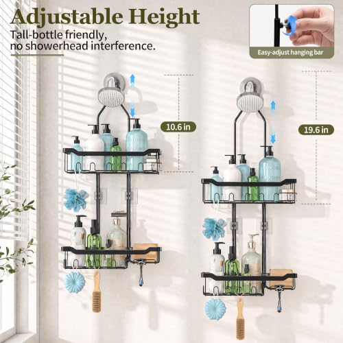Adjustable Shower Caddy Hanging Rustproof: Tool-free Height Adjustment - Image 2