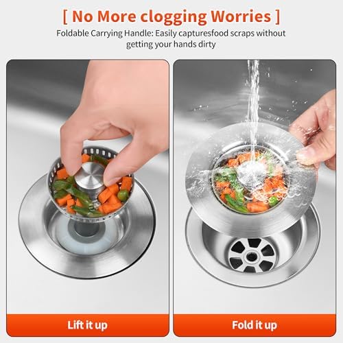 3 in 1 Kitchen Sink Drain Strainer, Universal Stainless Steel Sink Stopper - Image 6