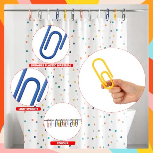 CroBlissful Bohemian Color 12 Pcs Jumbo Paper Clips Shower Curtain Hooks Rings - Image 6