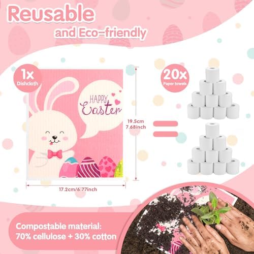 Easter Swedish Dishcloth Set of 10, Super Absorbent Swedish Kitchen Dish Cloths - Image 3