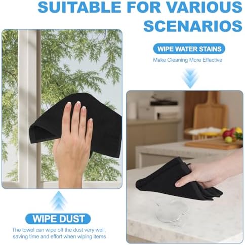 100% Cotton Washcloths Set, 12x12 Inch Black - Image 7