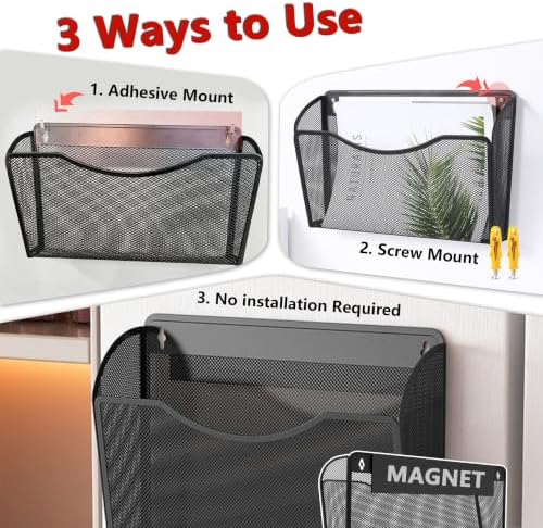 Magnetic File Book Holder Folder Mail Binder Organizer Wall Basket Bins - Image 2