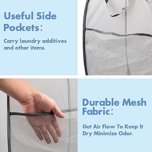 Pop Up Laundry Hamper, 70 L Collapsible Mesh Basket - Image 4