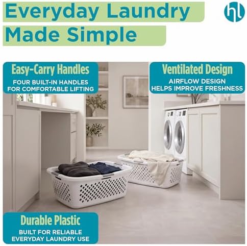 Home Logic 1.5 Bushel Plastic Laundry Basket Front Load, Large Laundry Hamper - Image 3