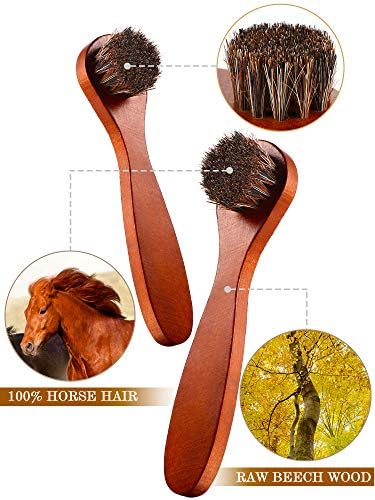 Youngjoy 6 Pieces Horsehair Shine Shoes Brush kit Polish Dauber Applicators - Image 3