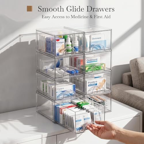 8 Pack Small Clear Stackable Acrylic Storage Boxes & Drawers - Image 5