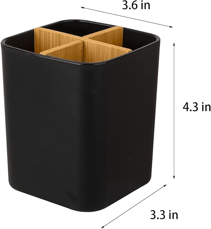 Bamboo Toothbrush Holder for Bathrooms Toothpaste Organizer - Image 6