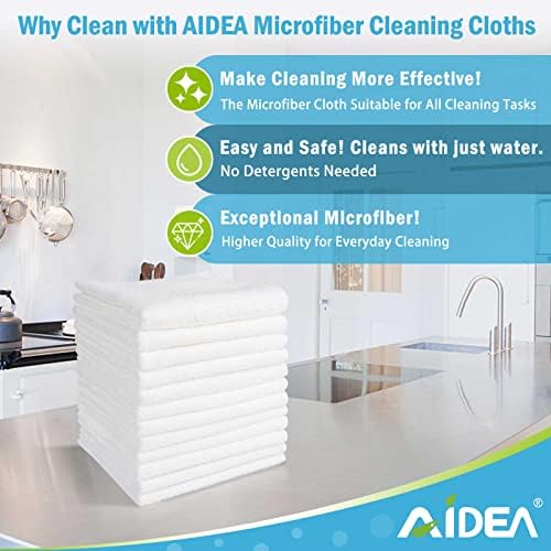 AIDEA White Microfiber Cleaning Cloth 20PK, Cleaning Rags, 11.5"x 11.5" - Image 2