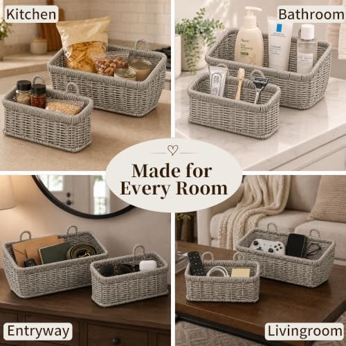 Wall Hanging Baskets, 2 Pack Woven Wicker Baskets - Image 6
