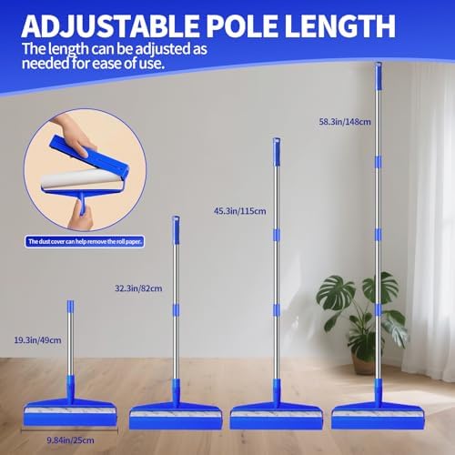 9.84" Large Extra Sticky Lint Roller, 58.3" Long Handle Lint Remover - Image 3