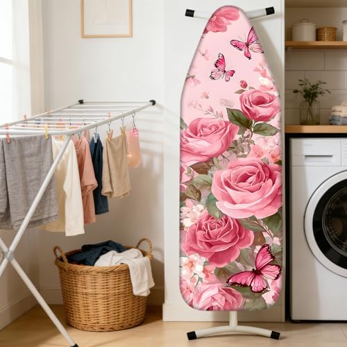 Nuxovilar Rose Butterfly Cotton Ironing Board Cover 15x54 Fabric - Image 2