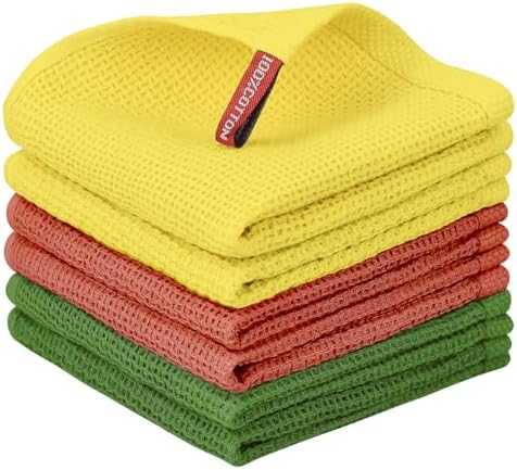 Nialnant 6 Pack Dish Rags, 100% Cotton, 12x12 Inch by Nialnant