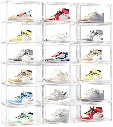 MMBABY 12 Pack Acrylic Clear Shoe Boxes– Ultra Clear Plastic Stackable Sneaker - Image 2