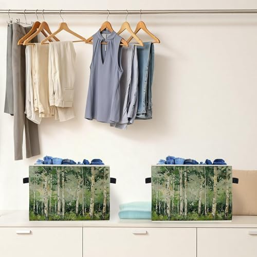 Modern Abstract Birch Tree Storage Box Bins, Decor - Image 4