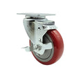 Service Caster Brand Replacement Caster for Uline Caster H-7448SWB -Stainless Steel Swivel Top Plate Caster with 4 Inch Red Polyurethane Wheel and Top Lock Brake- Fits Carts and Platform Trucks H-3352